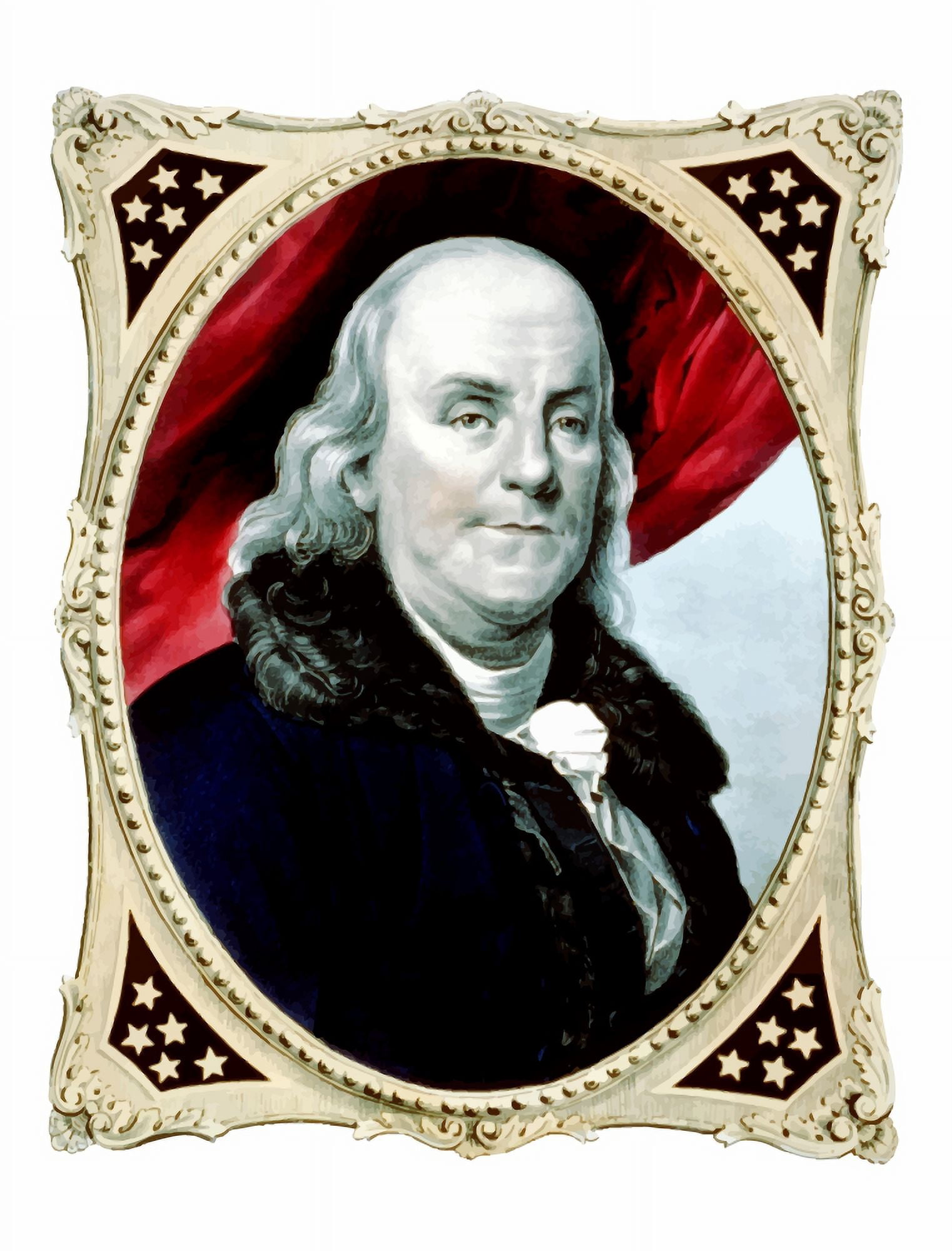 Digitally vector painting of Benjamin Franklin Canvas Art - John ParrotStocktrek Images (13 x 17)