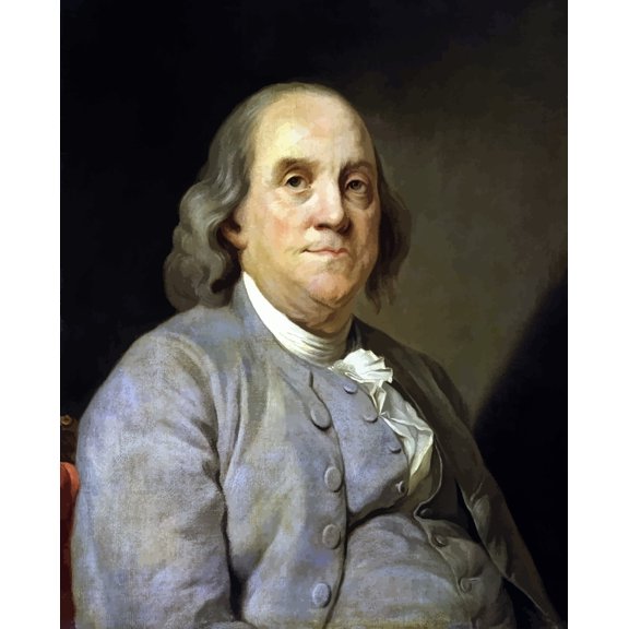 Digitally restored vector painting of Benjamin Franklin Canvas Art - John ParrotStocktrek Images (26 x 32)