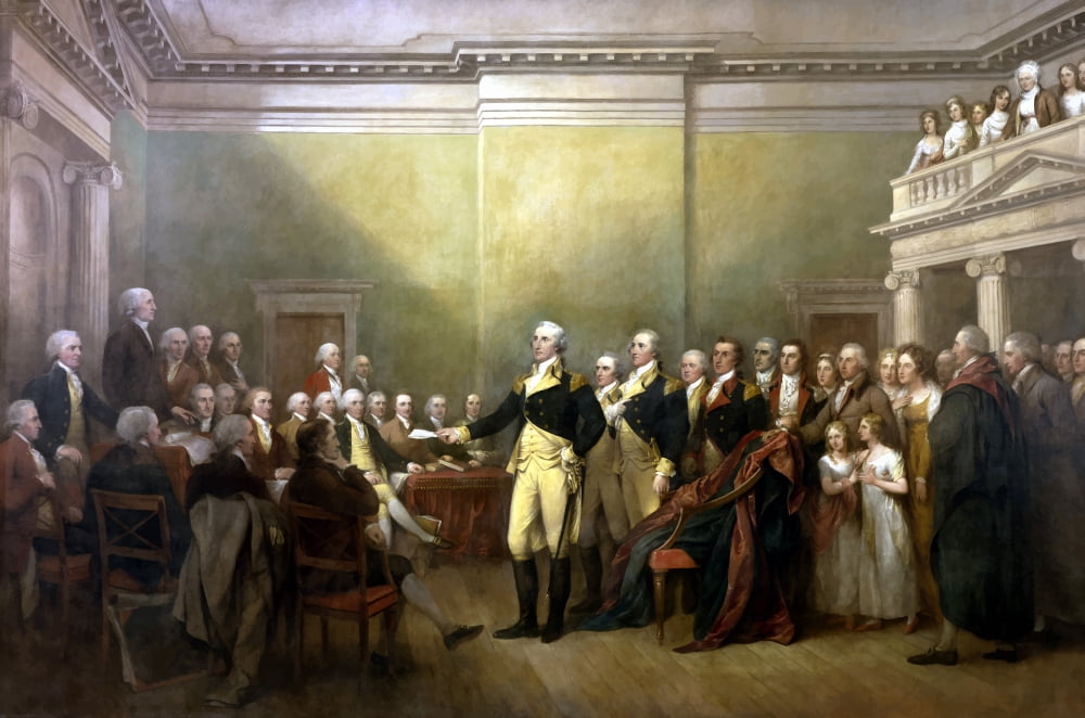 Digitally vector painting of General George Washington resigning his commission Canvas Art - John ParrotStocktrek Images (18 x 12)