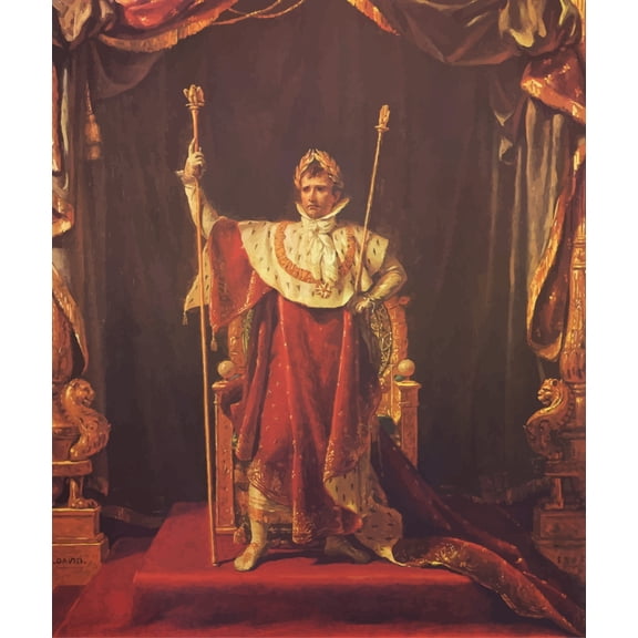 Digitally restored vector painting of Napoleon Bonaparte Canvas Art - John ParrotStocktrek Images (13 x 16)