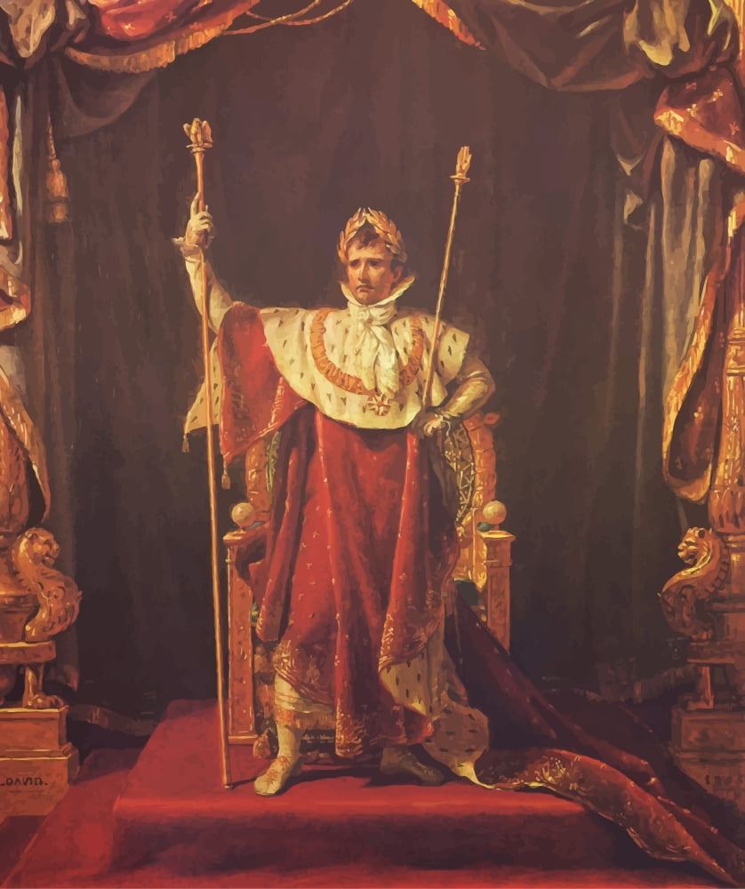 Digitally restored vector painting of Napoleon Bonaparte Canvas Art - John ParrotStocktrek Images (26 x 31)