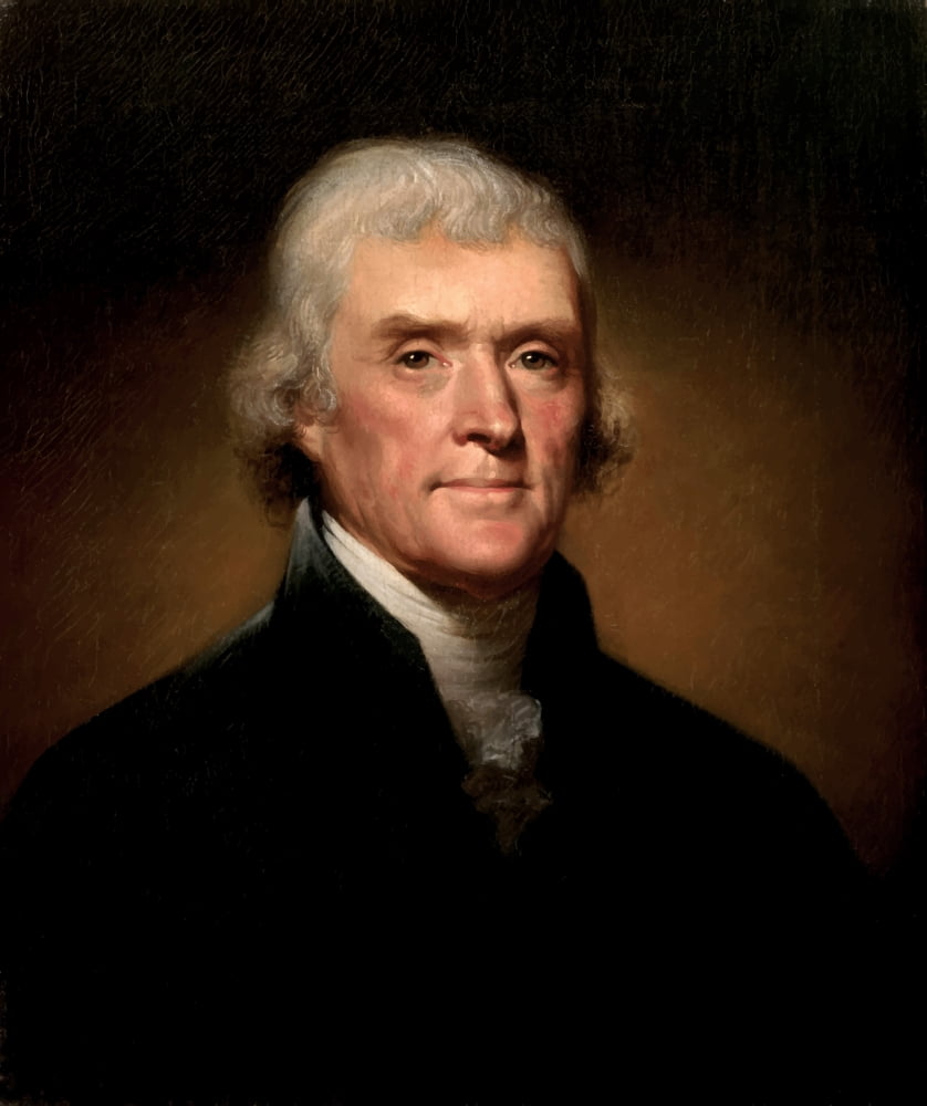 Digitally vector painting of President Thomas Jefferson Canvas Art - John ParrotStocktrek Images (13 x 16)