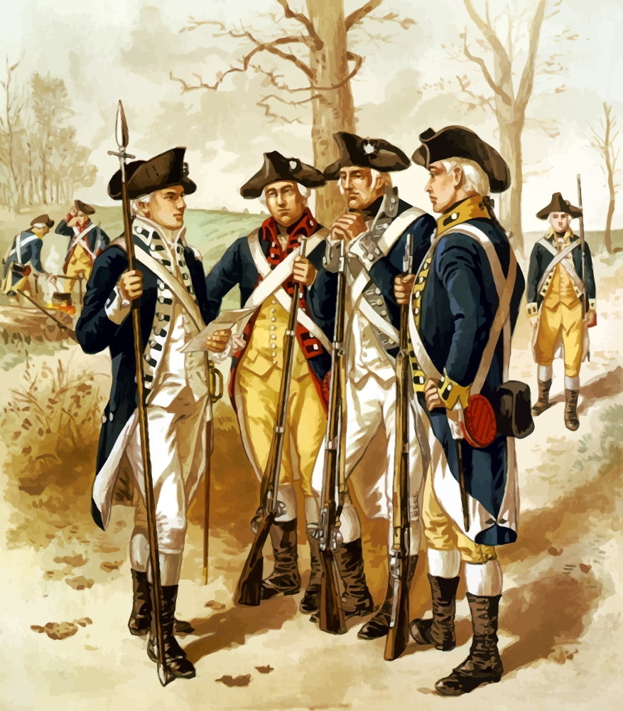 Digitally vector painting of the Continental Army during the Revolutionary War Canvas Art - John ParrotStocktrek Images (27 x 31)