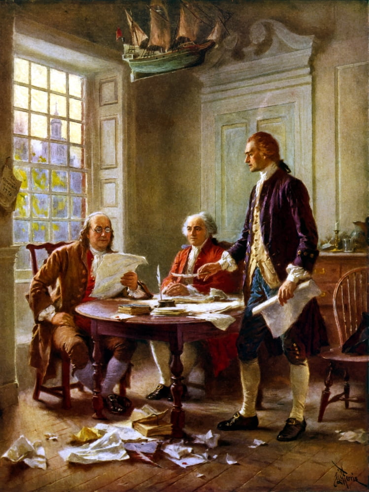Digitally restored vector painting of the writing of the Declaration of Independence Canvas Art - John ParrotStocktrek Images (25 x 33)