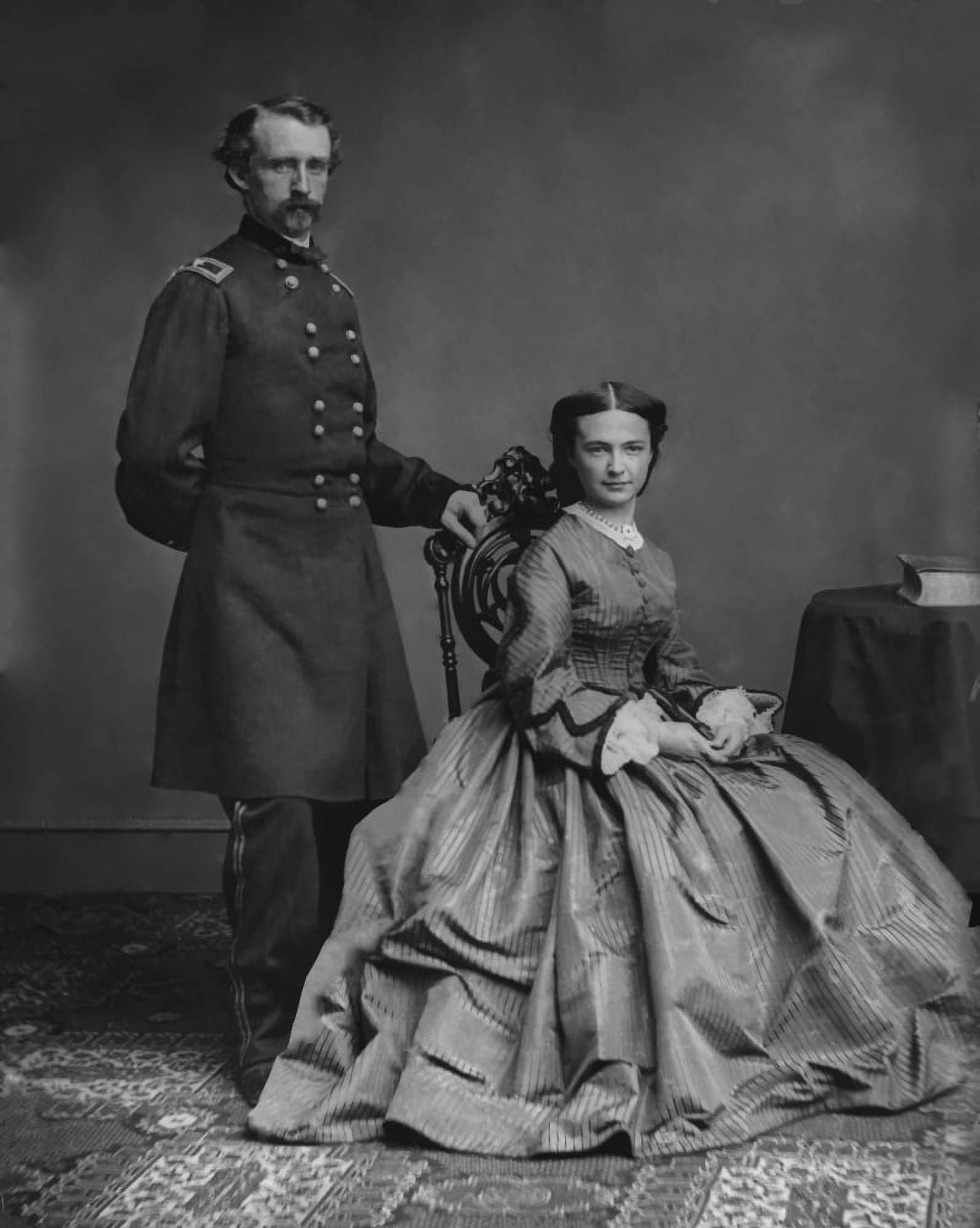 Digitally vector photo of General George Armstrong Custer and his wife Canvas Art - John ParrotStocktrek Images (25 x 32)