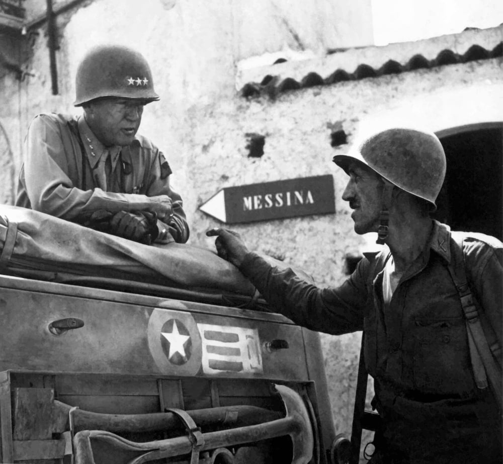 Digitally vector photo of General George Smith Patton discussing military strategy Canvas Art - John ParrotStocktrek Images (30 x 28)