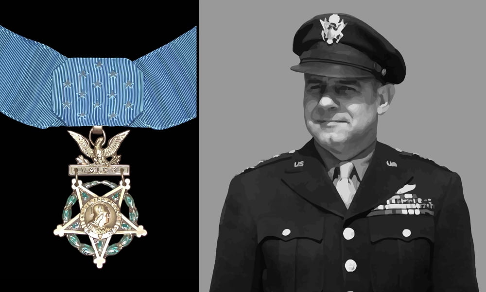 Digitally vector photo of General James Doolittle an American aviation pioneer Canvas Art - John ParrotStocktrek Images (37 x 22)