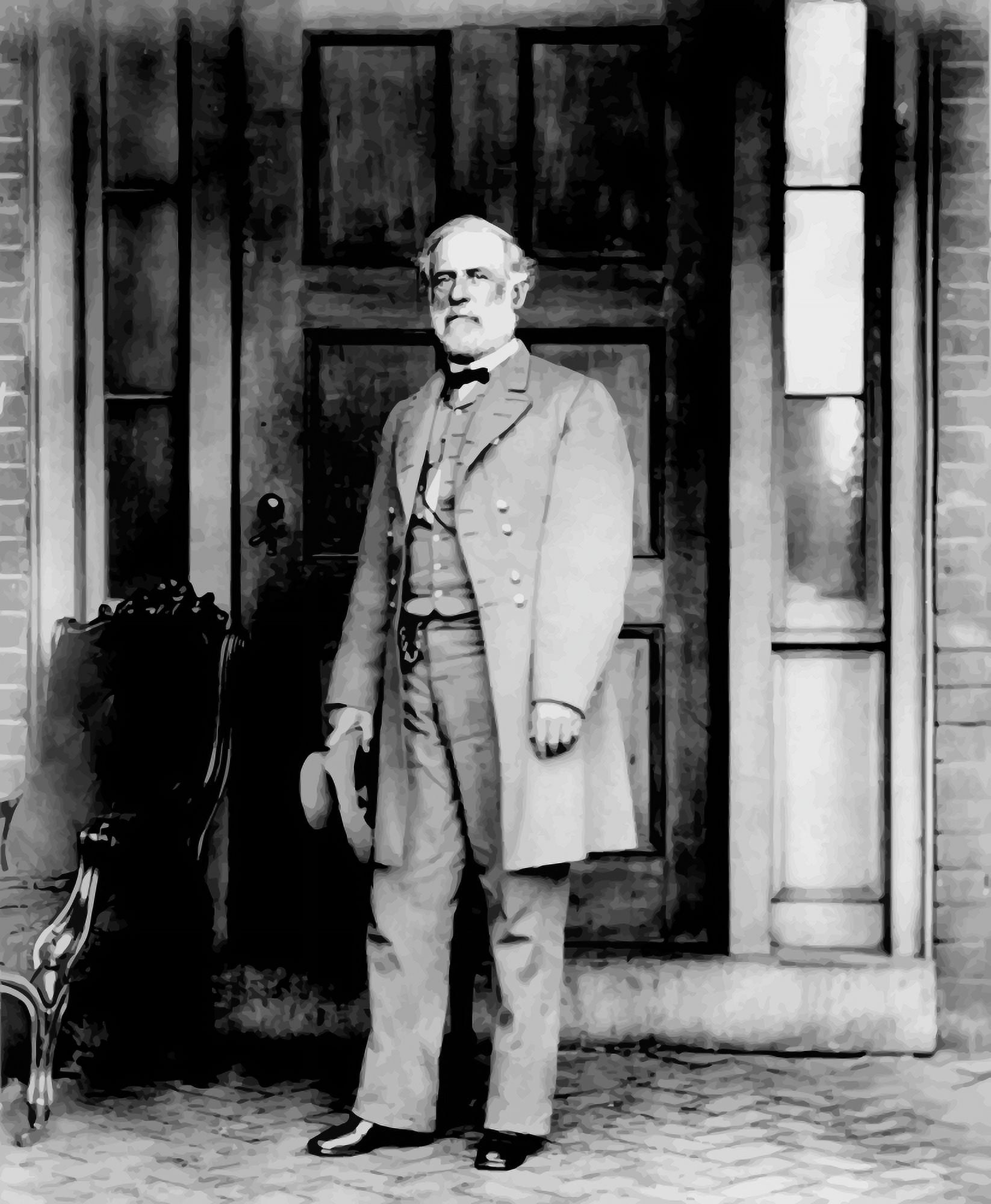 Digitally restored vector photo of General Robert E Lee standing Canvas Art - John ParrotStocktrek Images (26 x 32)