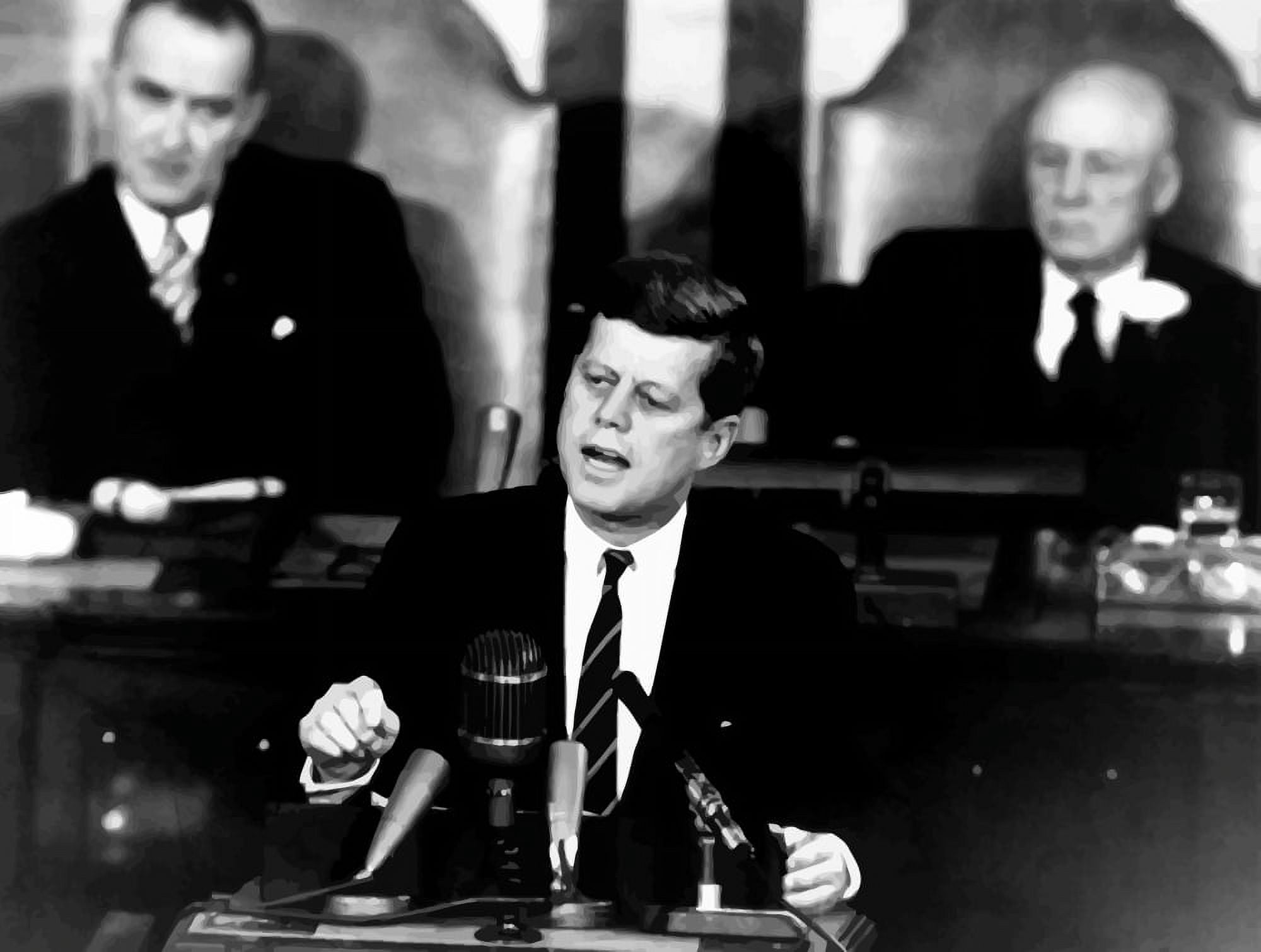 Digitally vector photo of President John F Kennedy Canvas Art - John ParrotStocktrek Images (17 x 13)