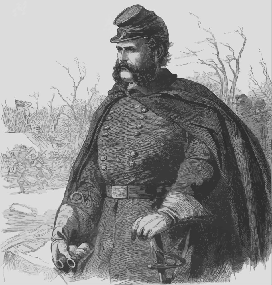 Digitally vector portrait of Ambrose Everett Burnside Canvas Art - John ParrotStocktrek Images (28 x 29)
