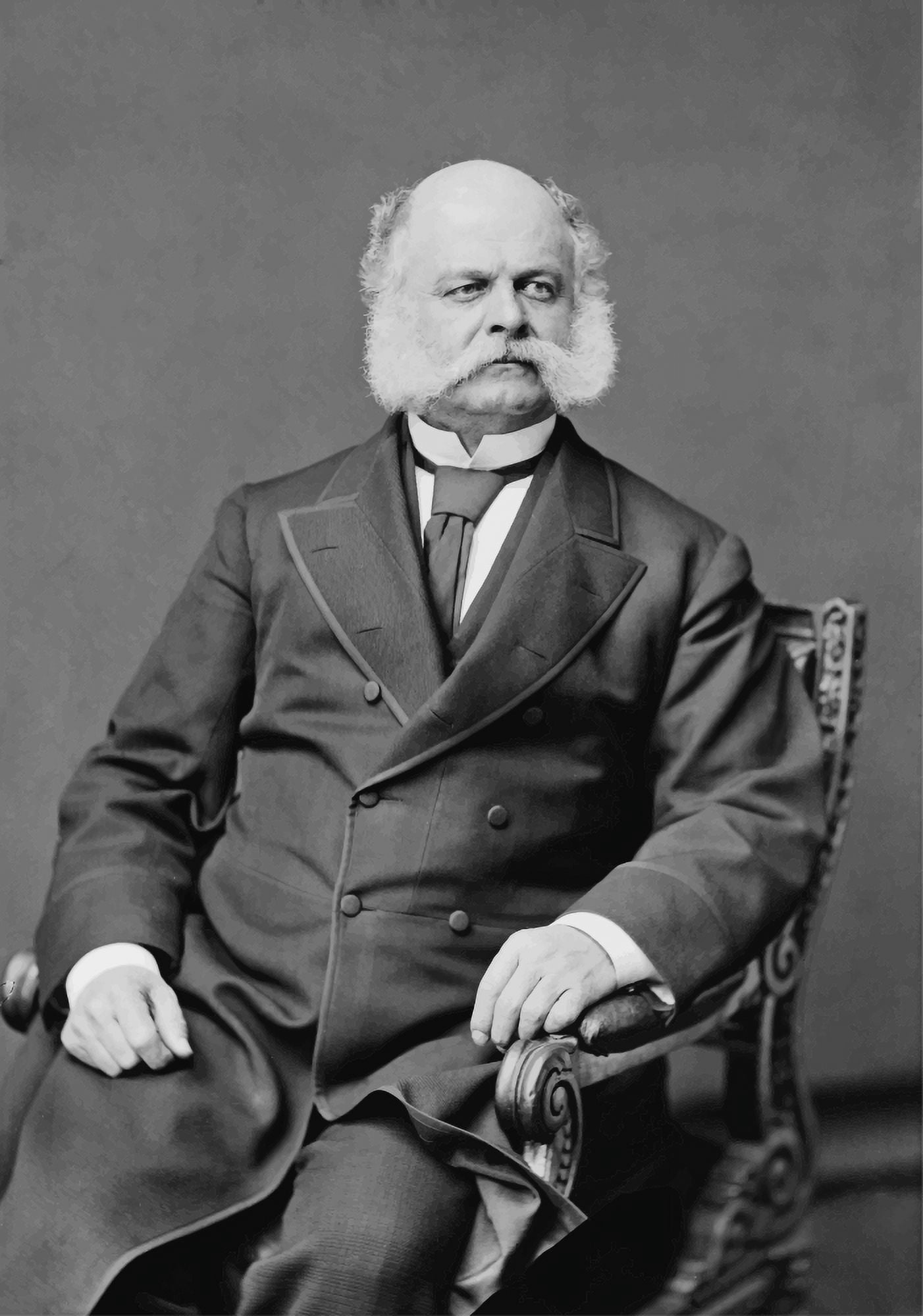 Digitally vector portrait of Civil War General Ambrose Everett Burnside Canvas Art - John ParrotStocktrek Images (24 x 34)