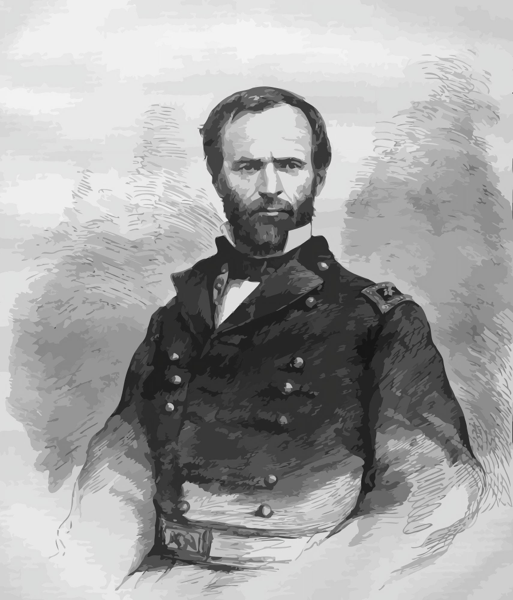 Digitally vector portrait of Civil War General William Tecumseh Sherman Canvas Art - John ParrotStocktrek Images (27 x 31)