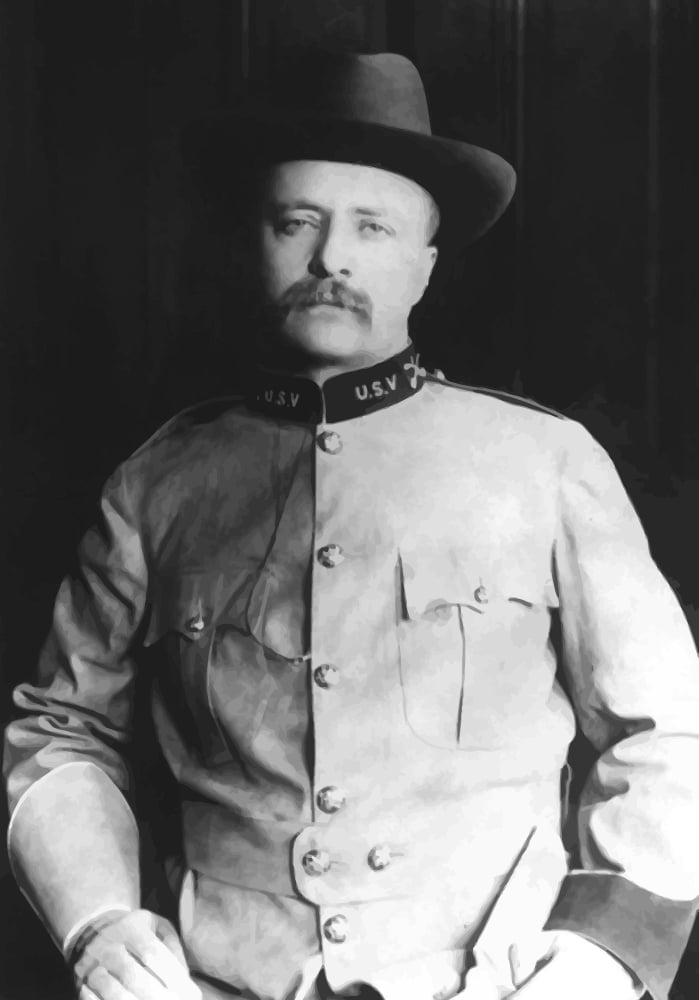 Digitally vector portrait of Colonel Theodore Roosevelt Canvas Art - John ParrotStocktrek Images (24 x 34)