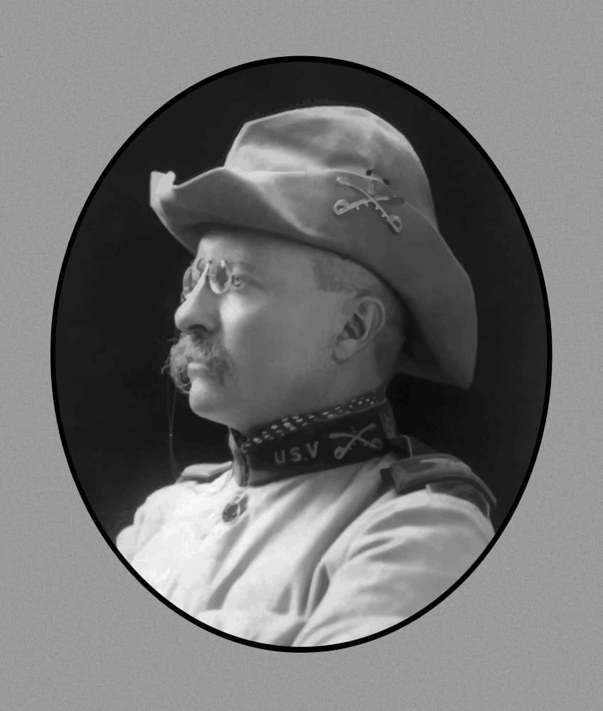 Digitally vector portrait of Colonel Theodore Roosevelt Canvas Art - John ParrotStocktrek Images (26 x 31)