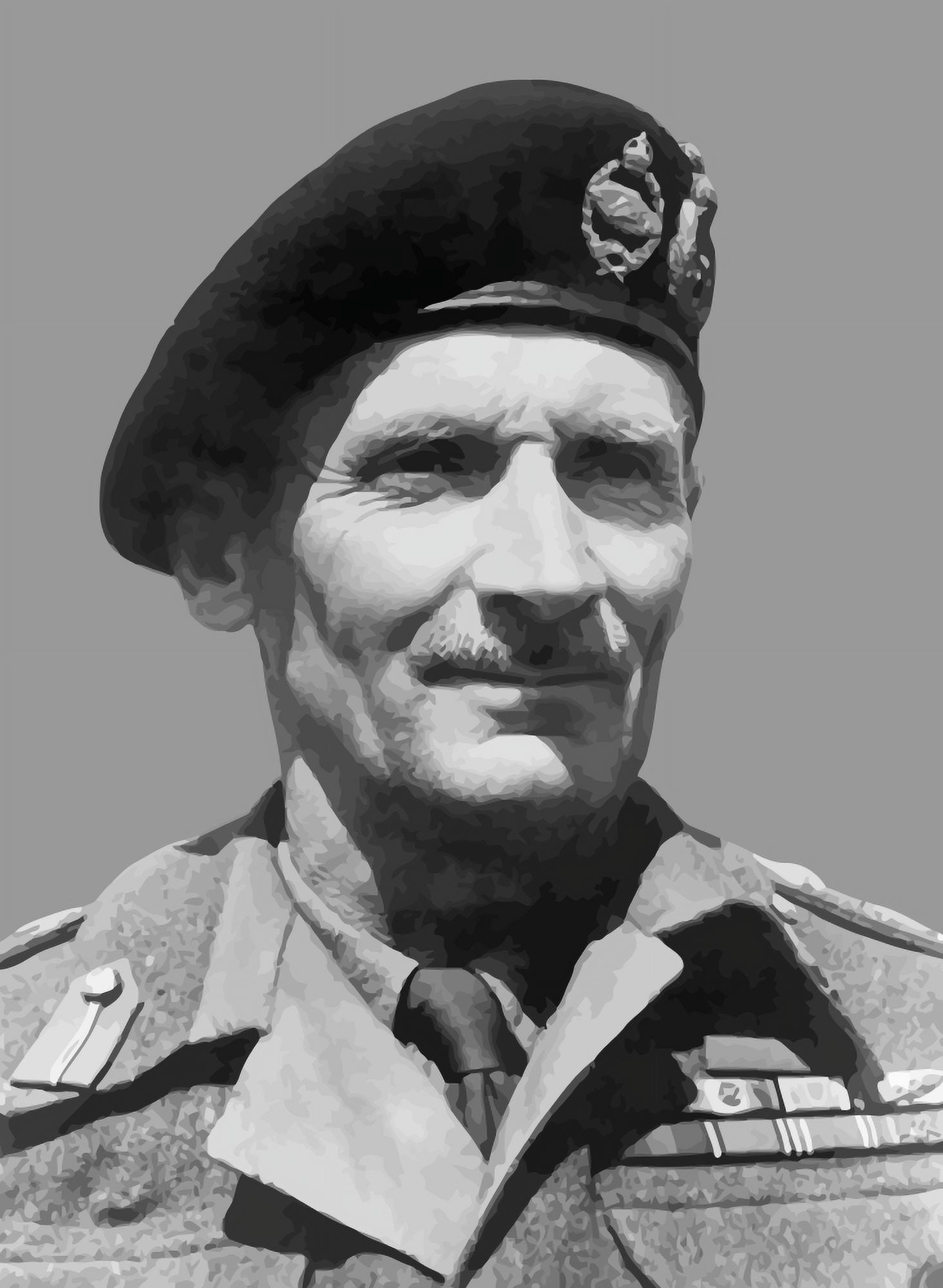 Digitally vector portrait of Field Marshal Bernard Law Montgomery Canvas Art - John ParrotStocktrek Images (24 x 33)