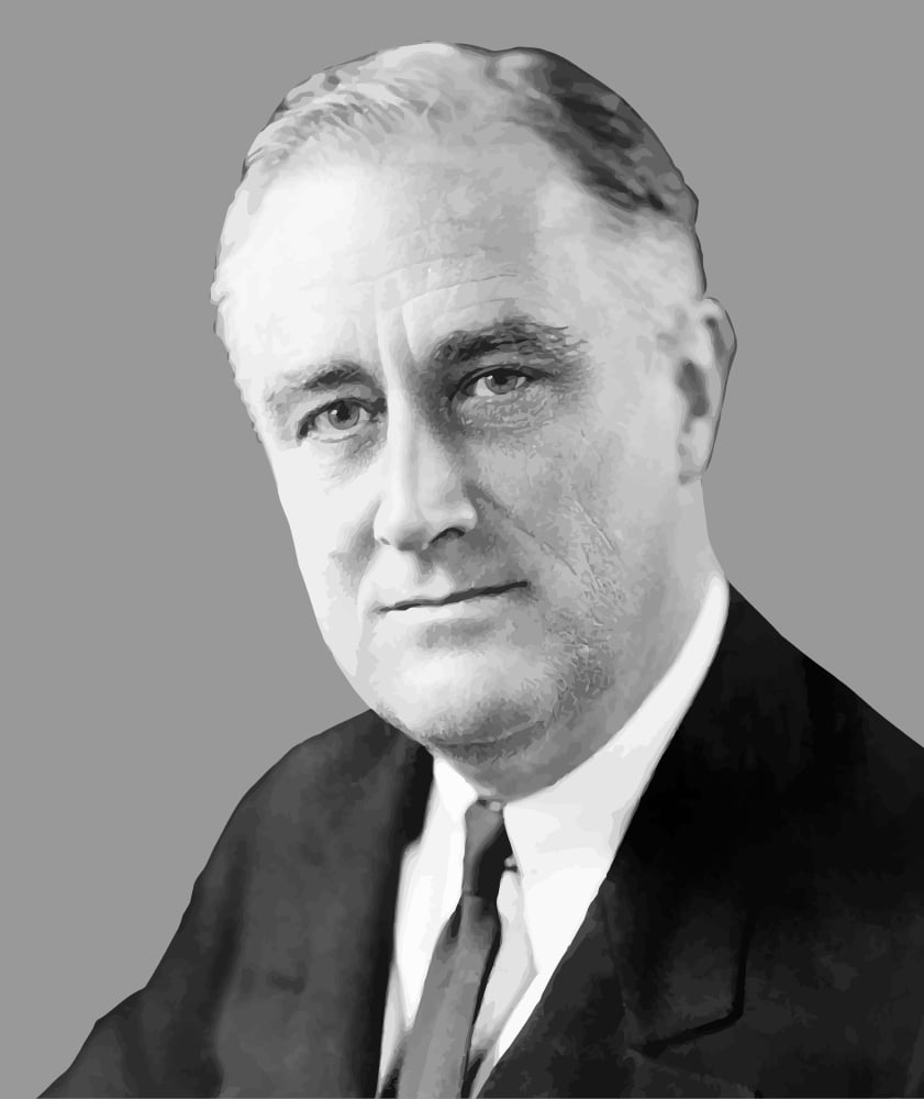 Digitally vector portrait of Franklin Delano Roosevelt Canvas Art - John ParrotStocktrek Images (13 x 16)
