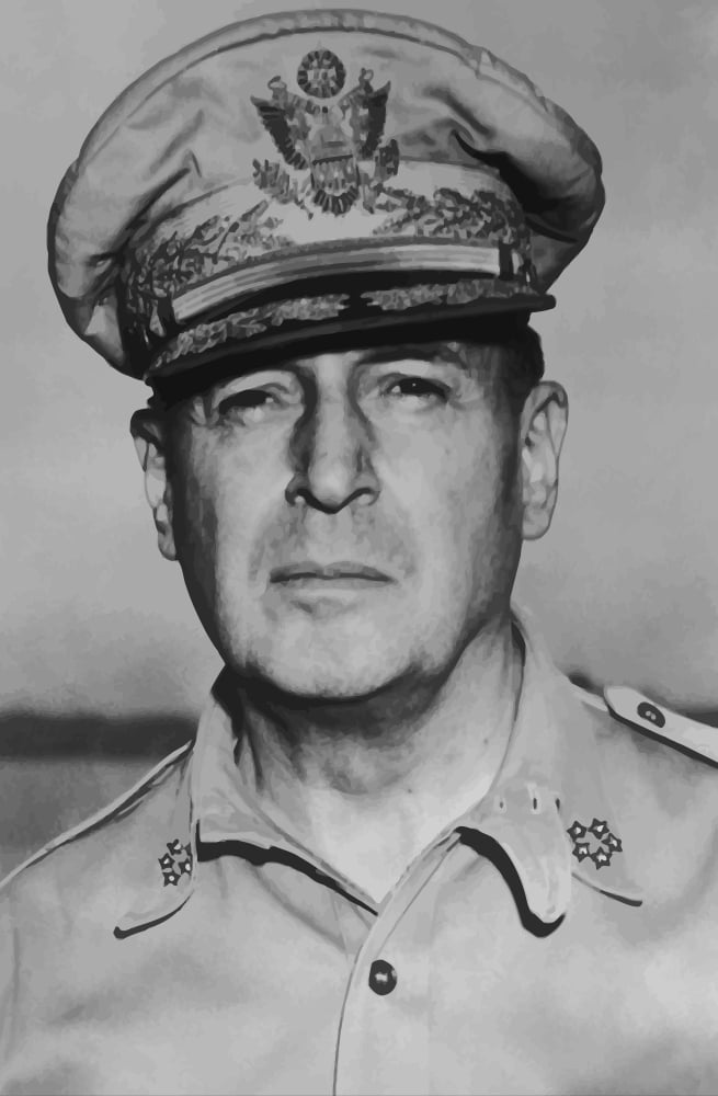 Digitally vector portrait of General Douglas MacArthur Canvas Art - John ParrotStocktrek Images (23 x 35)