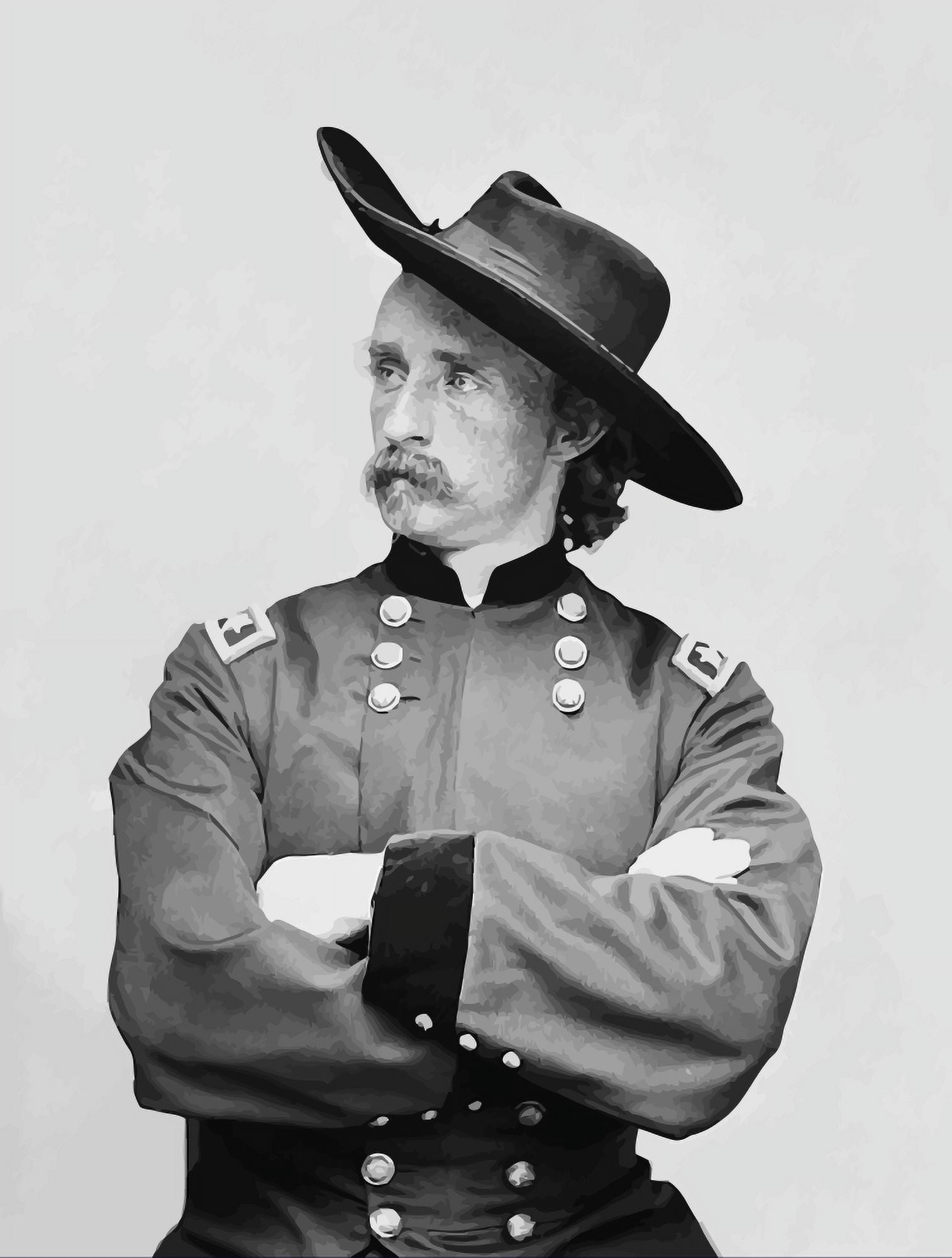 Digitally vector portrait of General George Armstrong Custer Canvas Art - John ParrotStocktrek Images (25 x 33)