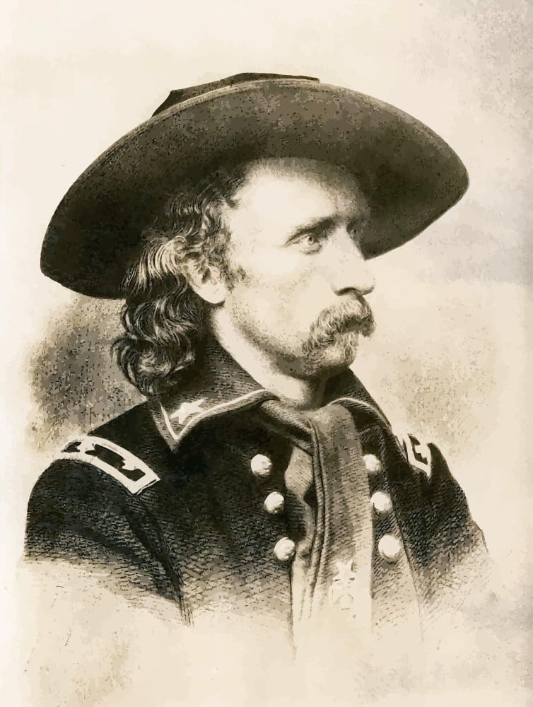 Digitally vector portrait of General George Armstrong Custer Canvas Art - John ParrotStocktrek Images (25 x 33)