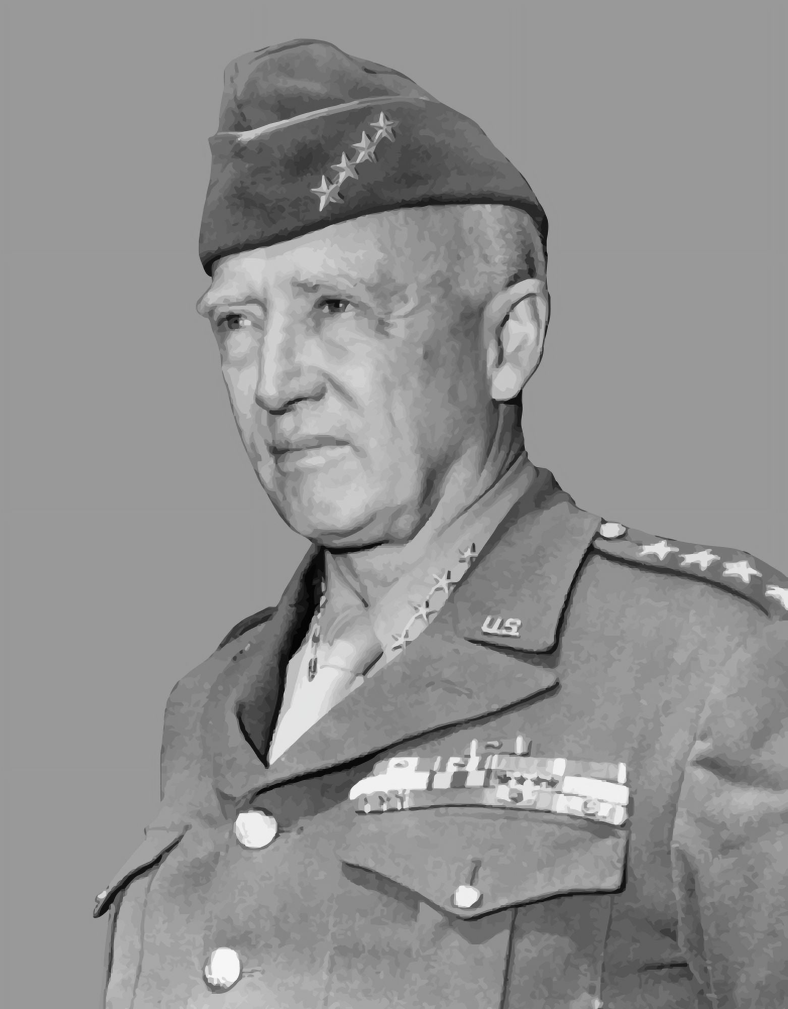 Digitally vector portrait of General George Smith Patton Canvas Art - John ParrotStocktrek Images (25 x 32)