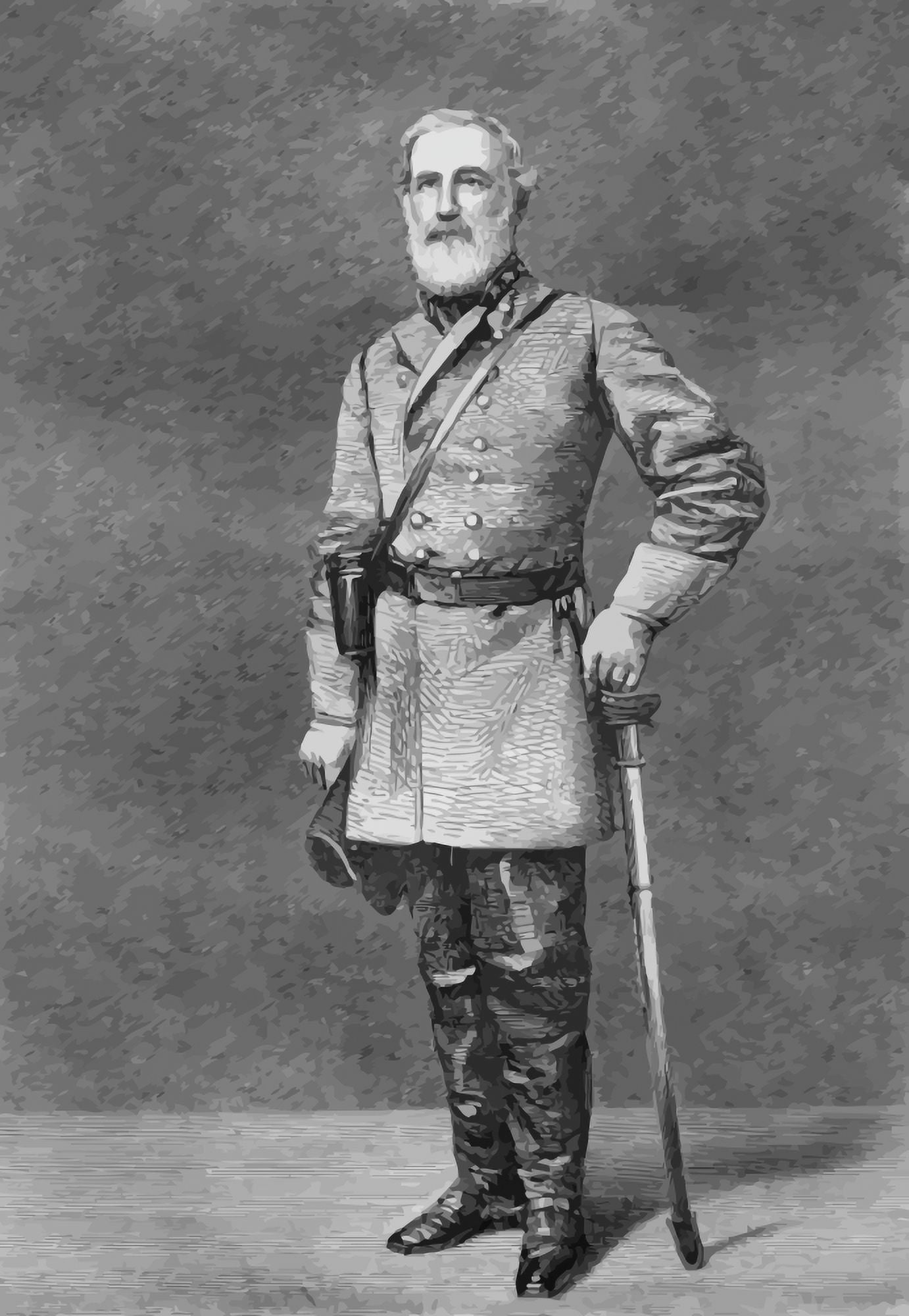 Digitally vector portrait of General Robert E Lee Canvas Art - John ParrotStocktrek Images (24 x 34)