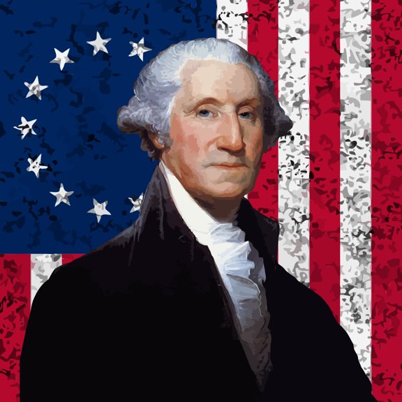 Digitally restored vector portrait of George Washington Canvas Art - John ParrotStocktrek Images (28 x 28)