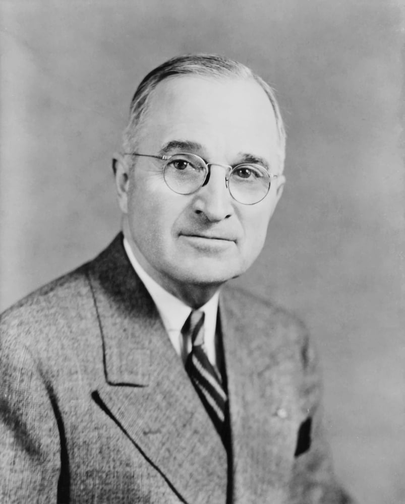 Digitally vector portrait of Harry S Truman Canvas Art - John ParrotStocktrek Images (26 x 32)