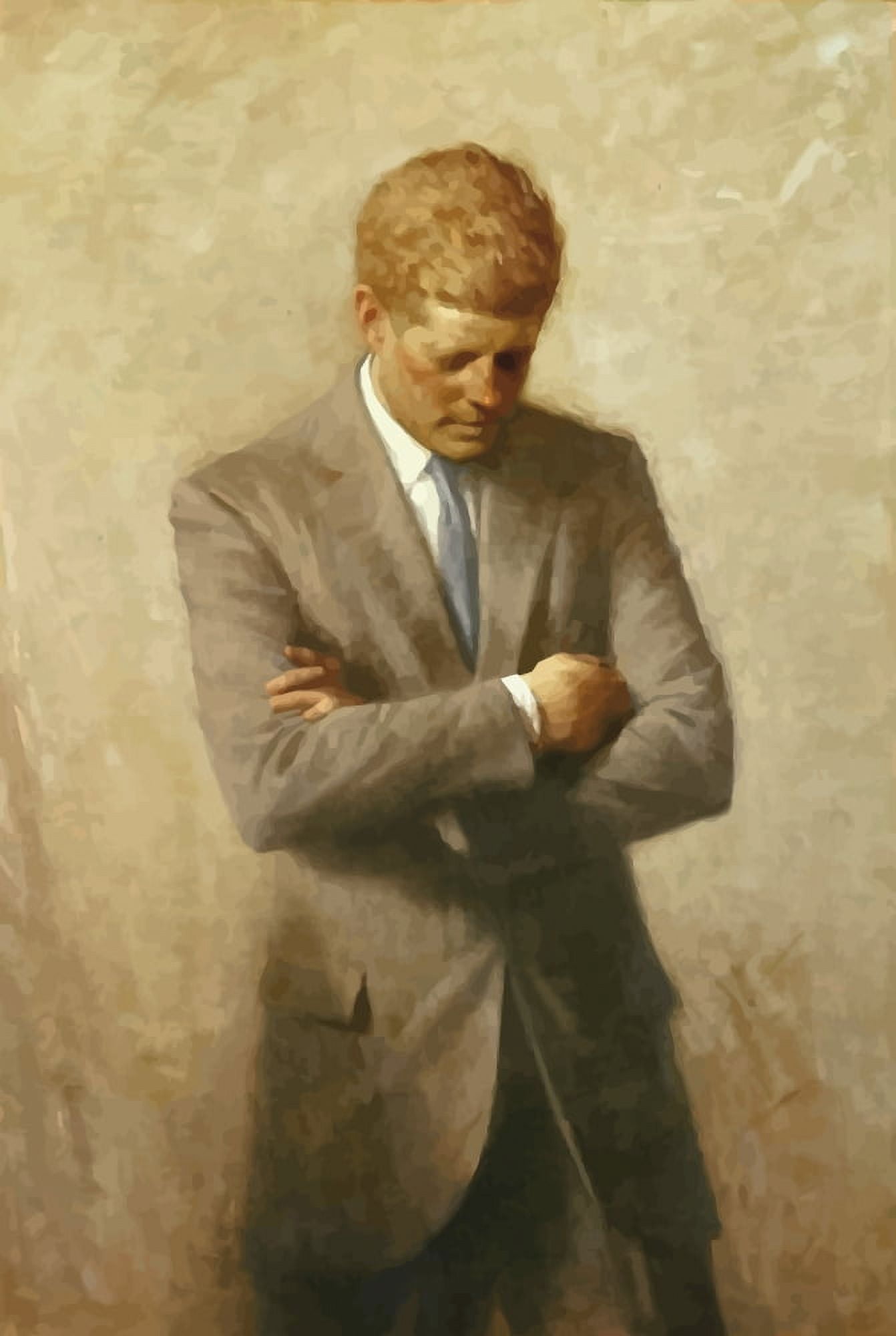 Digitally vector portrait of John F Kennedy Canvas Art - John ParrotStocktrek Images (23 x 35)