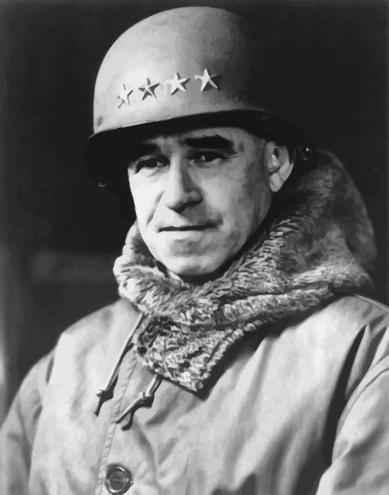 Digitally vector portrait of Omar Bradley Canvas Art - John ParrotStocktrek Images (26 x 32)