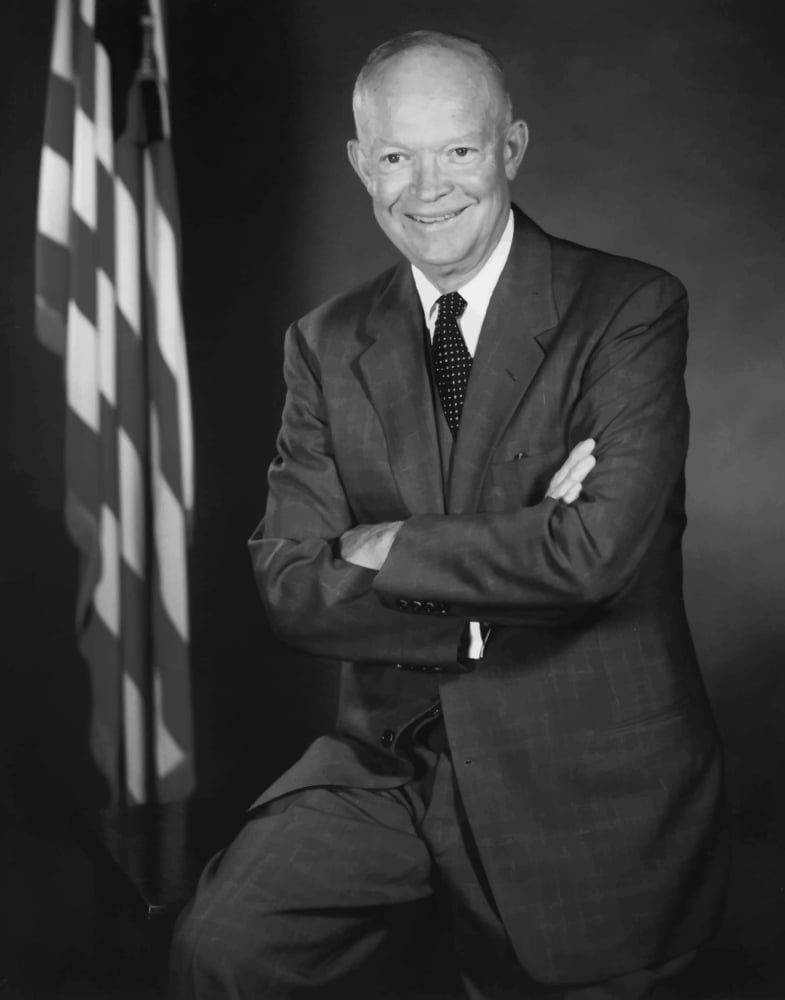 Digitally vector portrait of President Dwight D Eisenhower Canvas Art - John ParrotStocktrek Images (26 x 32)