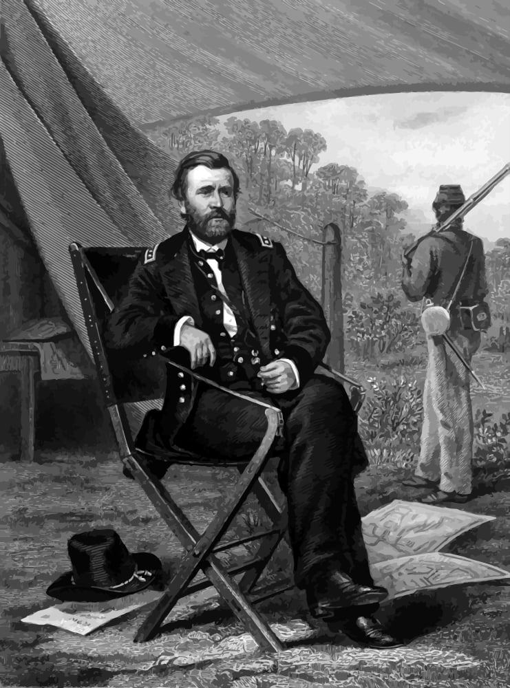 Digitally vector portrait of Ulysses S Grant Canvas Art - John ParrotStocktrek Images (25 x 33)