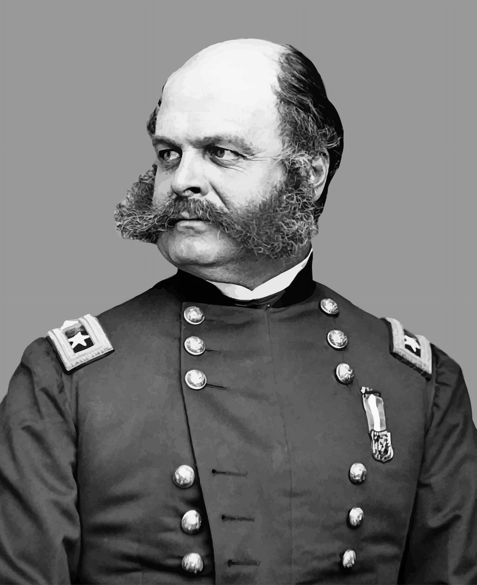 Digitally vector portrait of Union Army General Ambrose Everett Burnside Canvas Art - John ParrotStocktrek Images (26 x 31)