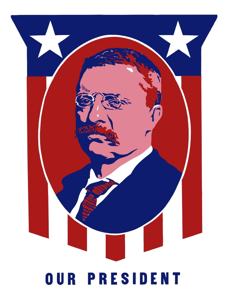 Digitally vector poster of President Theodore Roosevelt Canvas Art - John ParrotStocktrek Images (13 x 17)