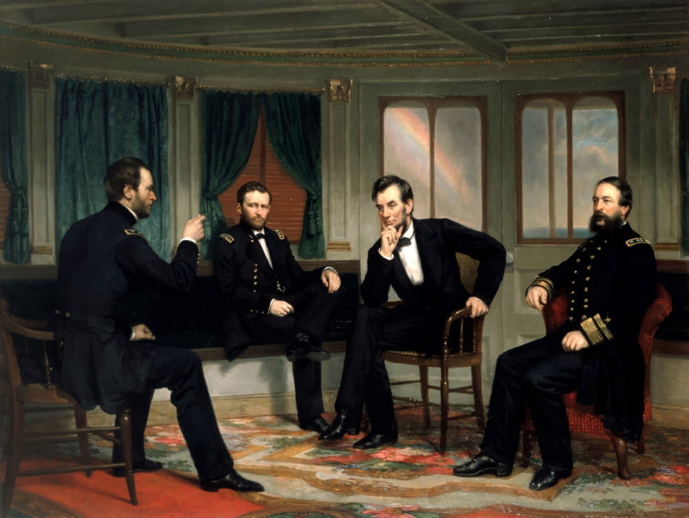 Digitally restored vectorized Civil War painting of The Peacemakers Canvas Art - John ParrotStocktrek Images (32 x 24)