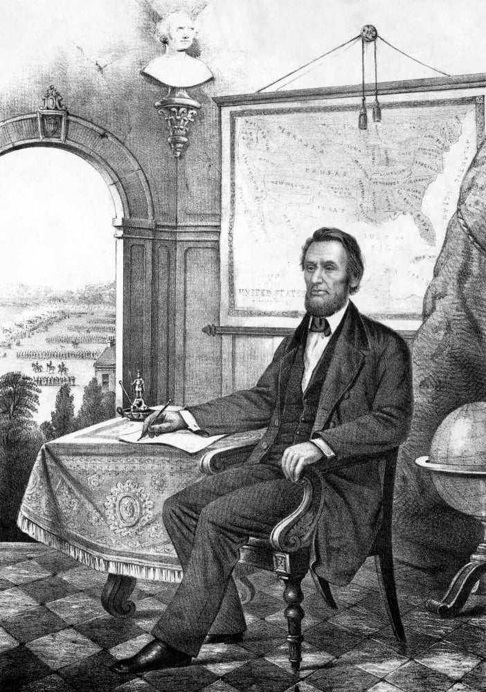 Digitally vintage Civil War print of President Abraham Lincoln Canvas Art - John ParrotStocktrek Images (12 x 17)