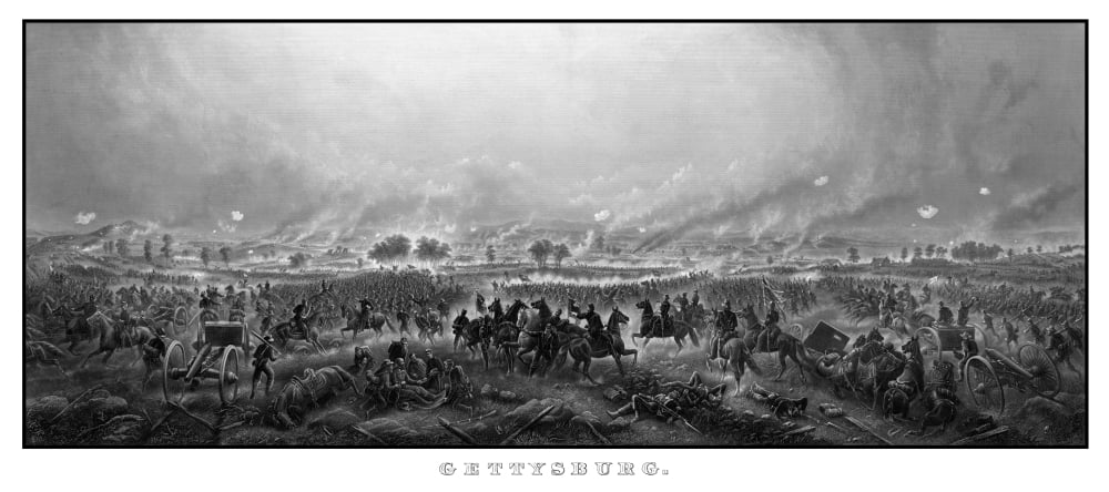 Digitally vintage Civil War print of the Battle of Gettysburg Canvas Art - John ParrotStocktrek Images (22 x 10)