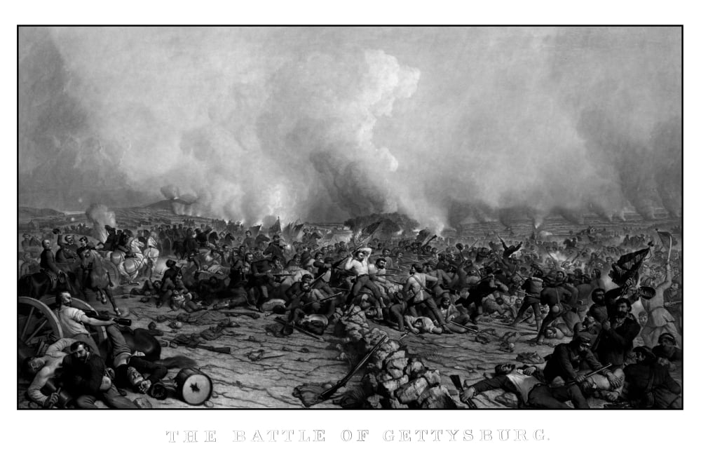 Digitally vintage Civil War print of the Battle of Gettysburg Canvas Art - John ParrotStocktrek Images (36 x 23)