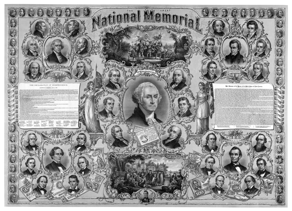 Digitally vintage print featuring great leaders from American history Canvas Art - John ParrotStocktrek Images (17 x 12)