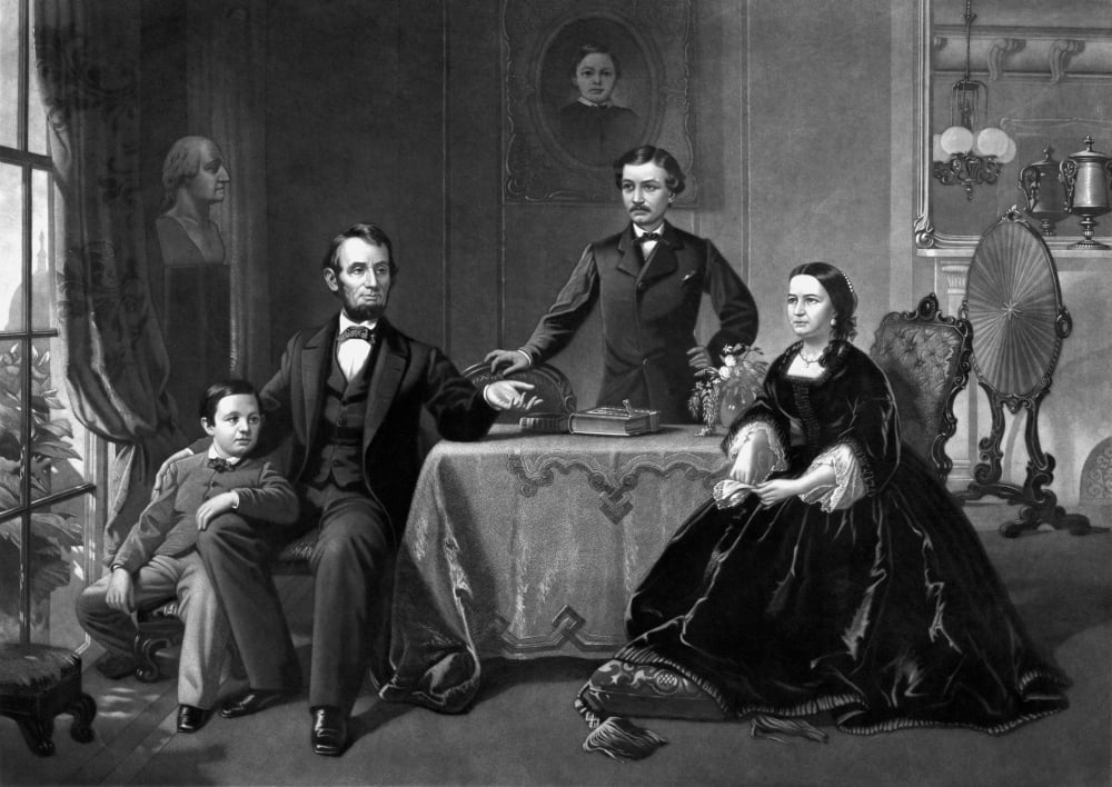 Digitally vintage print of President Abraham Lincoln and his family Canvas Art - John ParrotStocktrek Images (17 x 12)