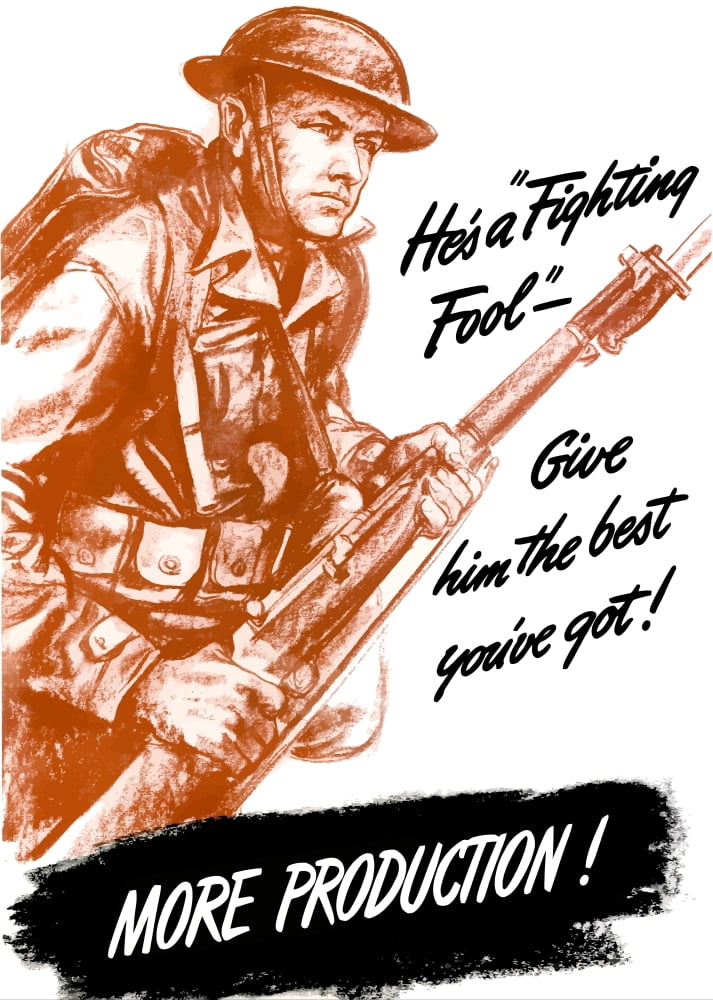 Digitally war propaganda poster Canvas Art - John ParrotStocktrek Images (24 x 34)