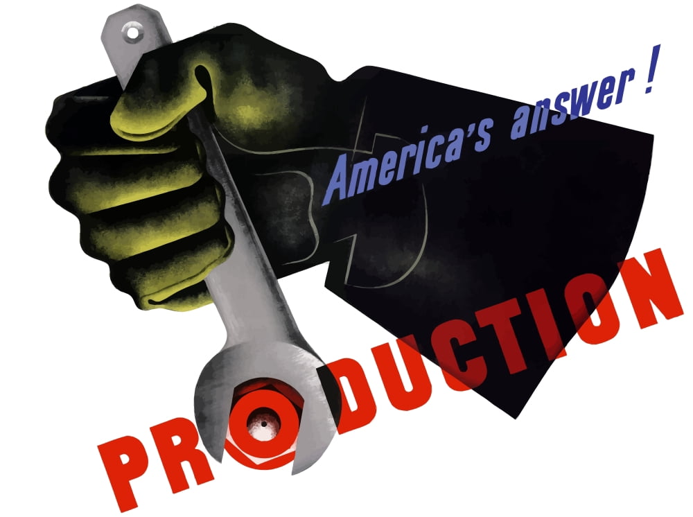 Digitally war propaganda poster Canvas Art - John ParrotStocktrek Images (33 x 25)
