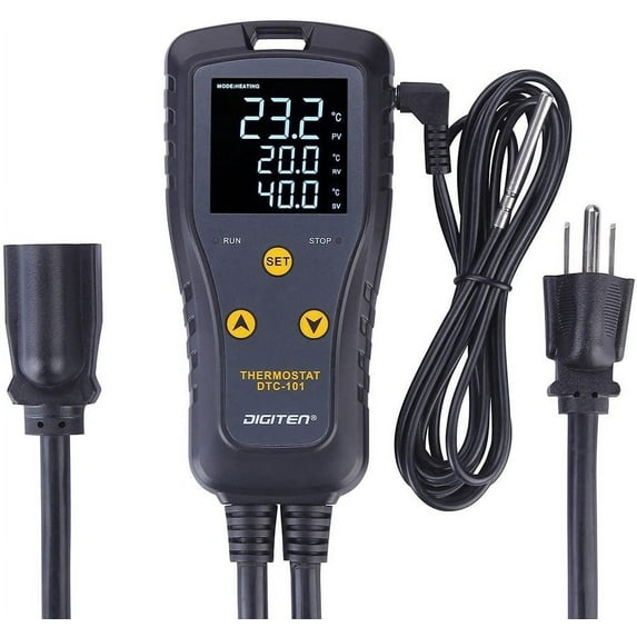 Digiten DTC101 Plastic Rectangle Green LED Digital Temperature Controller Thermostat