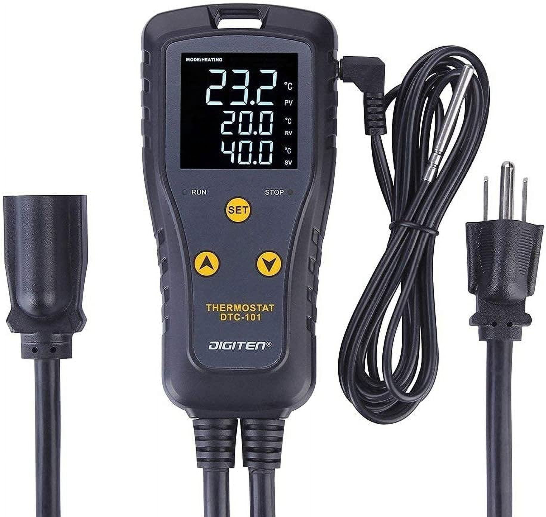 Digiten Temperature Controller Simple Stage Thermostat ABS material Black LCD