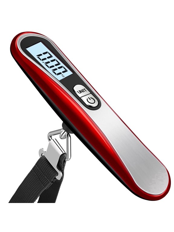 Digital Luggage Scale, Portable Hanging Baggage Scale with Backlit LCD Display, 110 lb / 50 kg Capacity for Travel