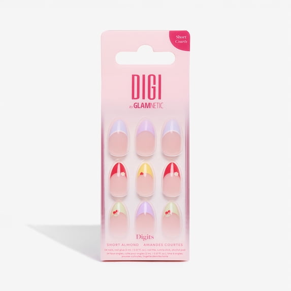 DIGI by Glamnetic Short Almond Artificial Press-on Nails, Digits, 24 Pieces