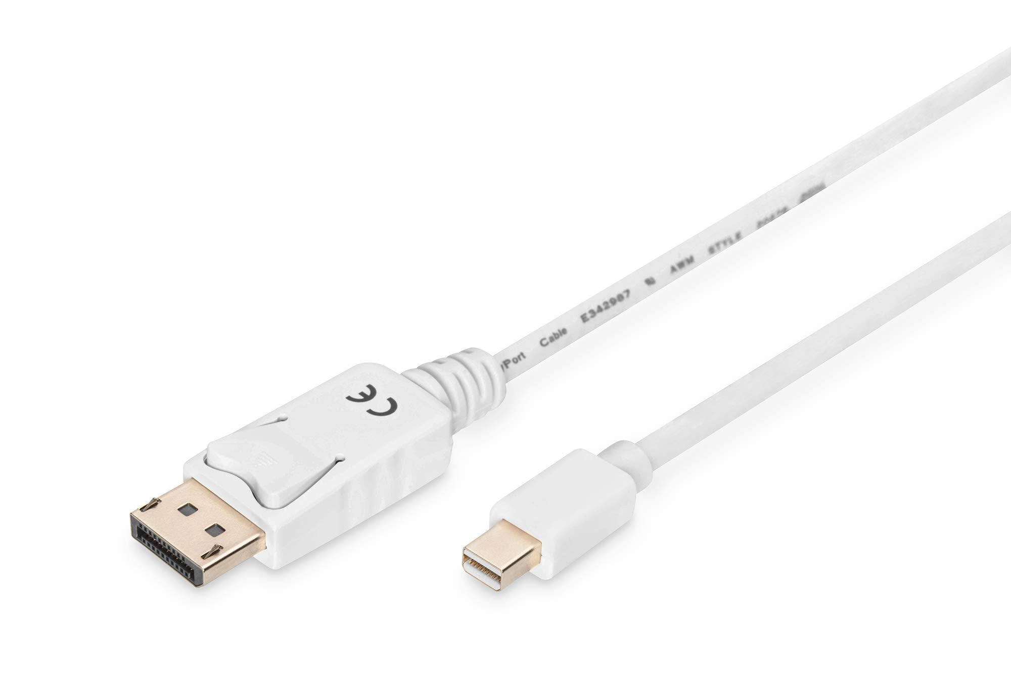 Digitus 2m Mini DP Male to DP Male DisplayPort Connection Cable - White UHD 4K - miniDP -> D