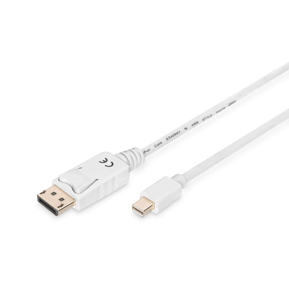 Digitus 2m Mini DP Male to DP Male DisplayPort Connection Cable - White UHD 4K - miniDP -> D