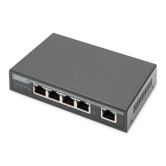 Digitus Indoor Gigabit PoE Extender 4 Ports 85W 100m Extension Cascade Connectable Self-Powered