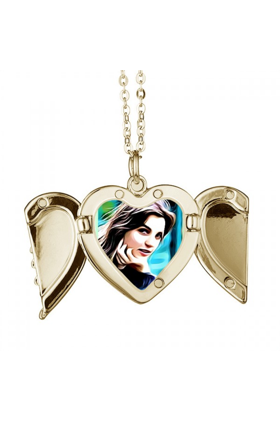 Dignified Sedate Elegance Splendid Folded Wings Peach Heart Pendant Necklace