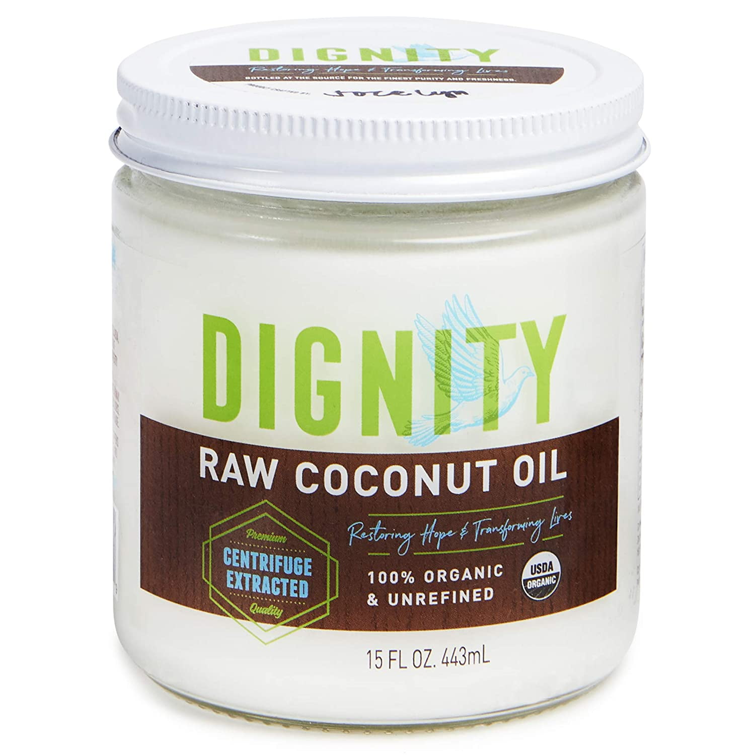 Dignity Coconuts Raw Coconut Oil 100 Organic Unrefined Coconut Oil 15 fl oz Glass Jar